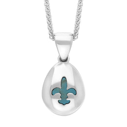 Sterling Silver Turquoise Fleur De Lis Pear Shape Necklace, P3645.