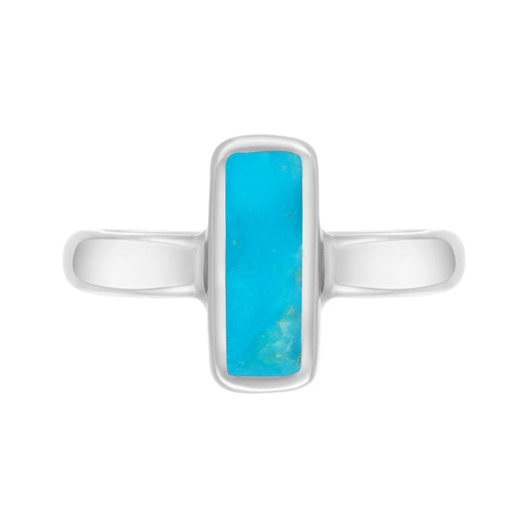 Sterling Silver Turquoise Slim Oblong Ring. R405.