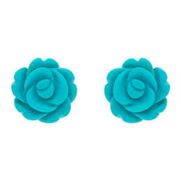 Sterling Silver Turquoise Tuberose Rose Stud Earrings, E2151.