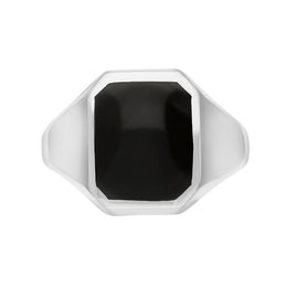 Sterling Silver Whitby Jet Cut Corner Signet Ring