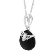 Sterling Silver Whitby Jet Small Bee Necklace