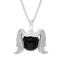 Sterling Silver Whitby Jet Zodiac Virgo 10mm Bead Pendant, P3628.