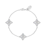 Sterling Silver White Mother of Pearl Eden Marquise Flower Bracelet