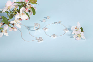 Sterling Silver White Mother of Pearl Eden Small Marquise Flower Necklace