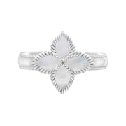 Sterling Silver White Mother of Pearl Eden Marquise Flower Ring