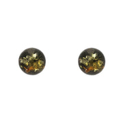 Sterling Silver Amber 6mm Domed Stud Earrings D E2528.