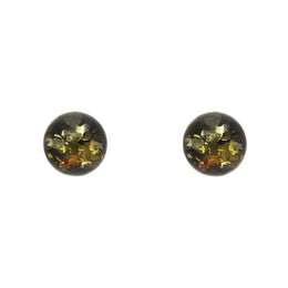 Sterling Silver Amber 6mm Domed Stud Earrings D E2528.