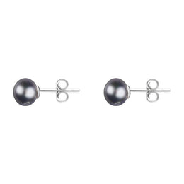 Sterling Silver 4mm Black Freshwater Pearl Stud Earrings, E617.