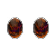Sterling Silver Amber 8 x 6mm Classic Medium Oval Stud Earrings, E006