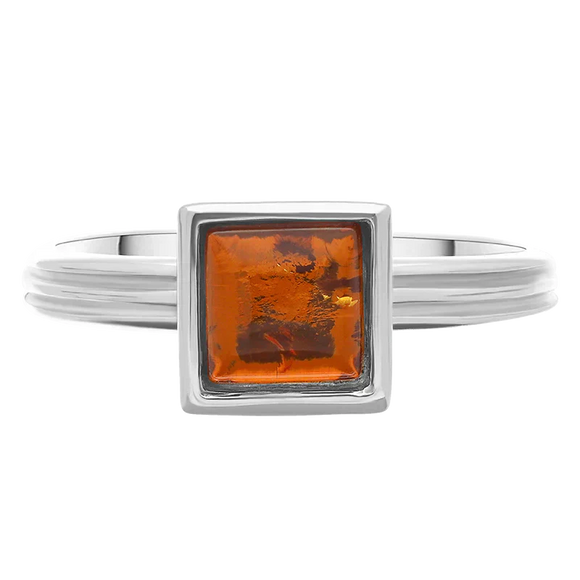 Sterling Silver Amber Square Stacking Ring, R1231_3