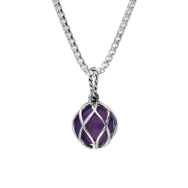 Sterling Silver Amethyst Emma Stothard Silver Darling 10mm Float Charm Necklace, P3586.