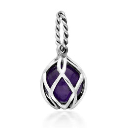 Sterling Silver Amethyst Emma Stothard Silver Darling 8mm Float Charm, G970.
