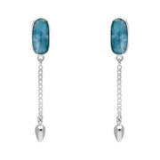 Sterling Silver Aquamarine Lineaire Medium Drop Stud Earrings, E2241.
