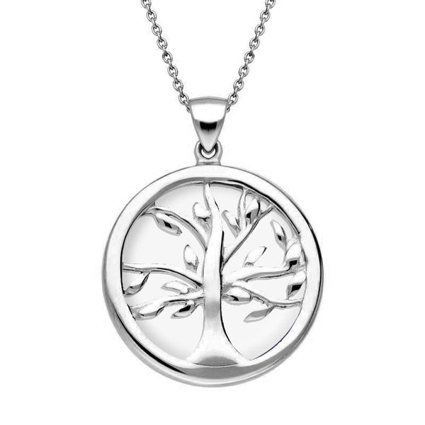 Sterling Silver Bauxite Medium Round Tree of Life Necklace, P3441.