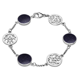 Sterling Silver Blue Goldstone Flore Filigree Bracelet