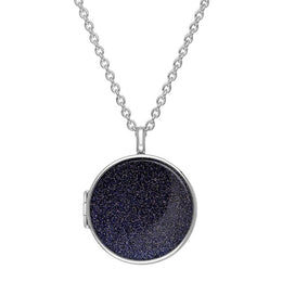 Sterling Silver Blue Goldstone Large Round Locket, P3551C