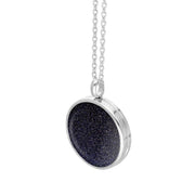 Sterling Silver Blue Goldstone Medium Round Locket, P3550C_2
