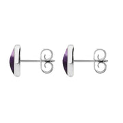 Sterling Silver Blue John 8mm Classic Large Round Stud Earrings, E004.