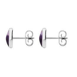 Sterling Silver Blue John 8mm Classic Large Round Stud Earrings, E004.