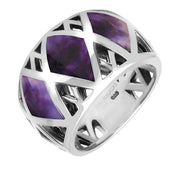 Sterling Silver¬†Blue John Curved Cross Over Band Ring, R905.