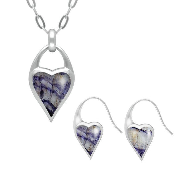 Sterling Silver Blue John Heart Carrier Two Piece Set P2713 E2015