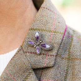Sterling Silver Blue John Marcasite Four Stone House Style Butterfly Brooch, M326.