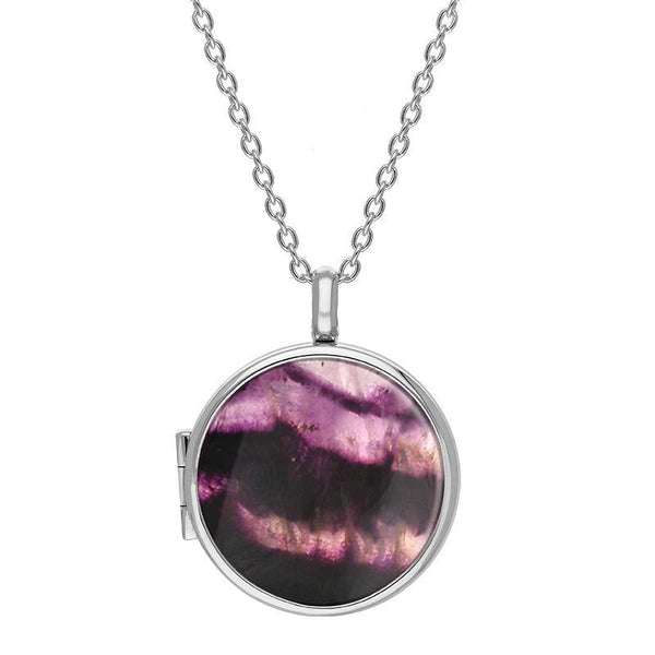 Sterling Silver Blue John Medium Round Locket, P3550C.