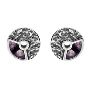 Sterling Silver Blue John Millstone Stud Earrings. E1125.
