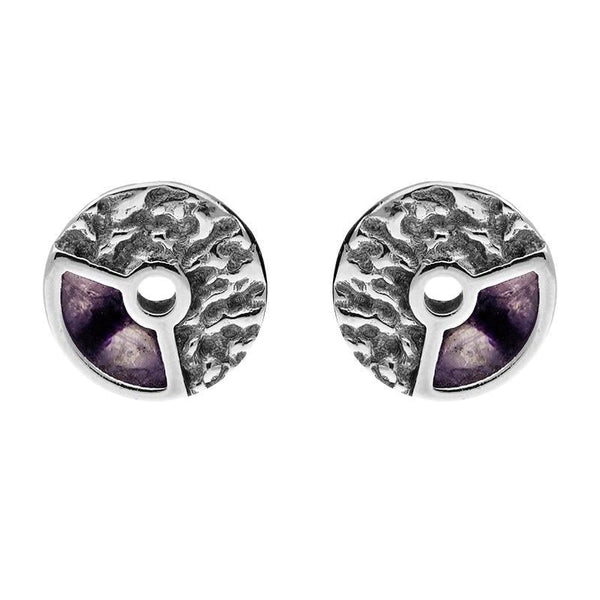 Sterling Silver Blue John Millstone Stud Earrings. E1125.