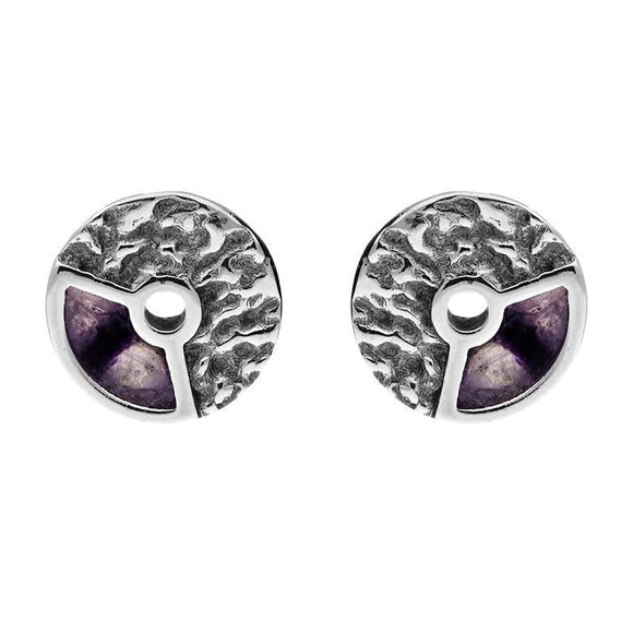 Sterling Silver Blue John Millstone Stud Earrings. E1125.