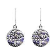 Sterling Silver Blue John Round Large Leaves Tree of Life Two Piece Set, S062.