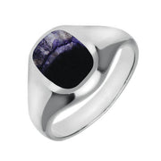 Sterling Silver Blue John Small Cushion Signet Ring, R191