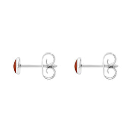 Sterling Silver Carnelian 4mm Classic Small Round Stud Earrings, E001