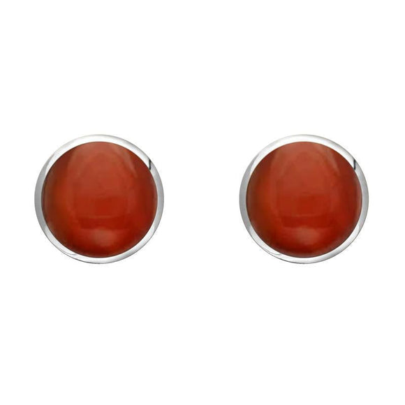 Sterling Silver Carnelian 6mm Classic Medium Round Stud Earrings, E003