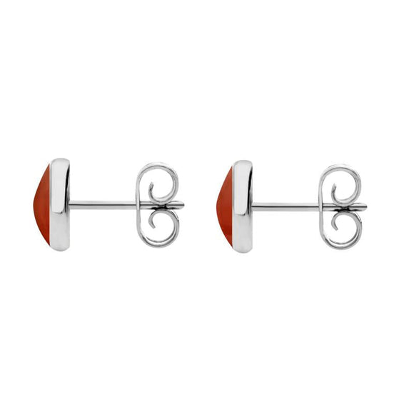 Sterling Silver Carnelian 6mm Classic Medium Round Stud Earrings, E003