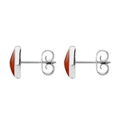 Sterling Silver Carnelian 8mm Classic Large Round Stud Earrings, e004