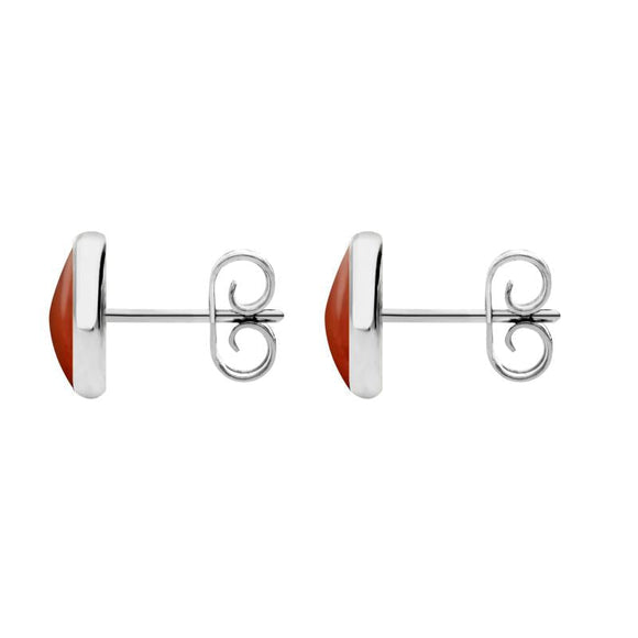 Sterling Silver Carnelian 8mm Classic Large Round Stud Earrings, e004