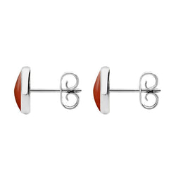 Sterling Silver Carnelian 8mm Classic Large Round Stud Earrings, e004