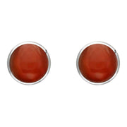Sterling Silver Carnelian 8mm Classic Large Round Stud Earrings, e004