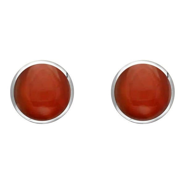 Sterling Silver Carnelian 8mm Classic Large Round Stud Earrings, e004