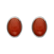 Sterling Silver Carnelian 8 x 6mm Classic Medium Oval Stud Earrings, E006