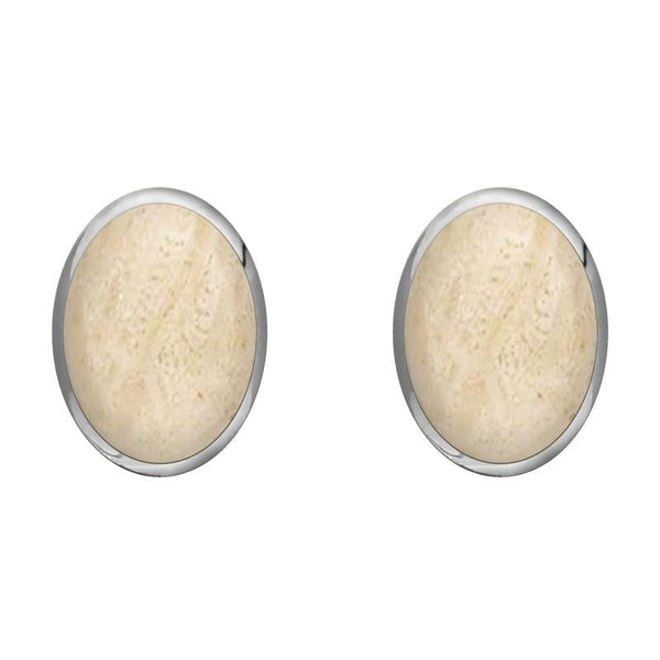 Sterling Silver Coquina 8 x 10mm Classic Large Oval Stud Earrings, E007