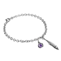 Sterling Silver Emma Stothard Silver Darling Amethyst Float Charm Bracelet, B1204.