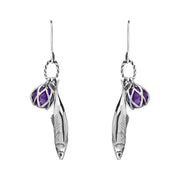 Sterling Silver Emma Stothard Silver Darling Amethyst Float Charm Hook Earrings, E2582.