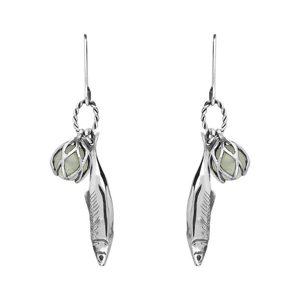 Sterling Silver Emma Stothard Silver Darling Green Quartz Float Charm Hook Earrings, E2582.