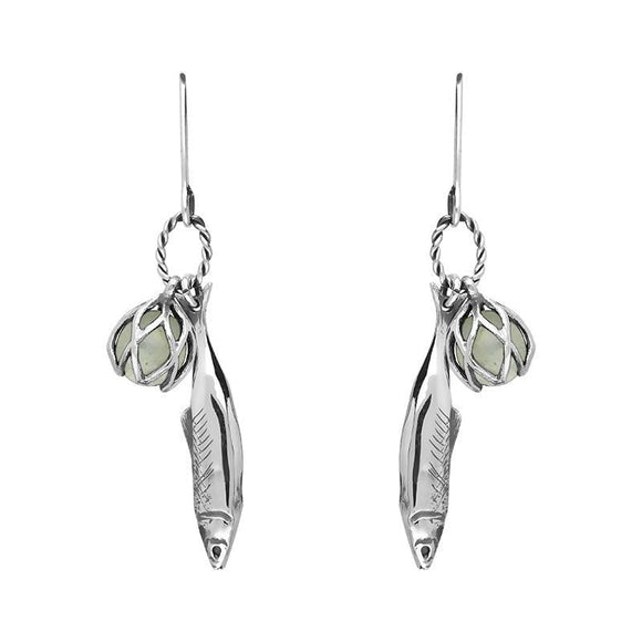 Sterling Silver Emma Stothard Silver Darling Green Quartz Float Charm Hook Earrings, E2582.