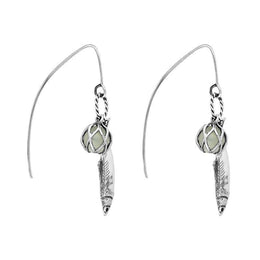 Sterling Silver Emma Stothard Silver Darling Green Quartz Float Charm Hook Earrings, E2582_2