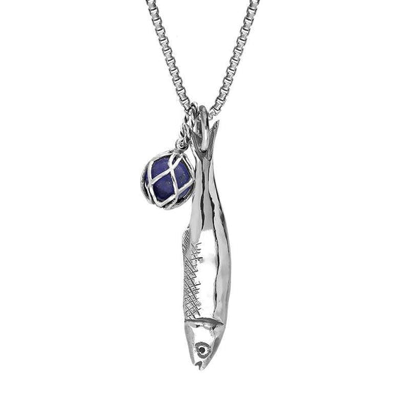 Sterling Silver Emma Stothard Silver Darling Lapis Lazuli Float Medium Charm Necklace, P3594.