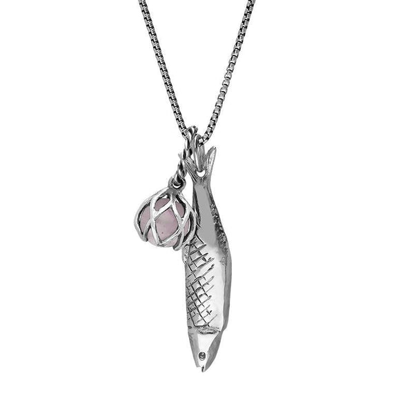 Sterling Silver Emma Stothard Silver Darling Rose Quartz Float Petite Charm Necklace, P3592.