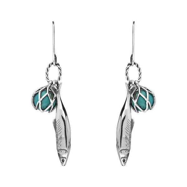 Sterling Silver Emma Stothard Silver Darling Turquoise Float Charm Hook Earrings, E2582.